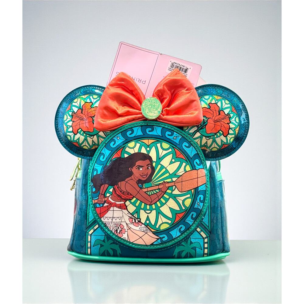 ON HAND Loungefly Disney Princess Moana Stained Glass Backpack & Ears Set NWT